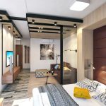 Interior design of one-room apartment 39 sq. M. m