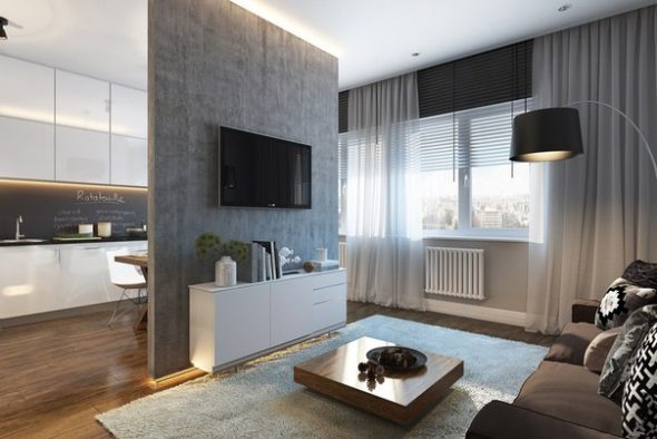 Design one-room apartment