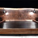 Double bed made of natural walnut wood