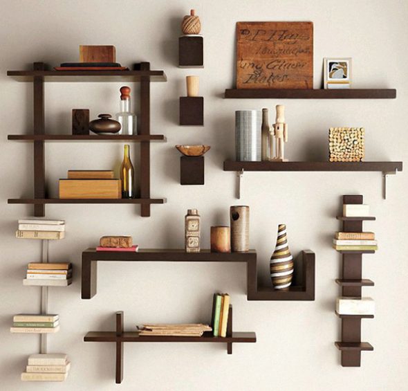 Functional and cute shelves on the wall will be useful in any room of the house or apartment