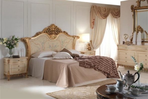 Interijer spavaće sobe u klasičnom stilu