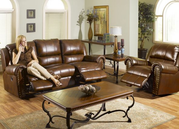 Leather furniture in the interior