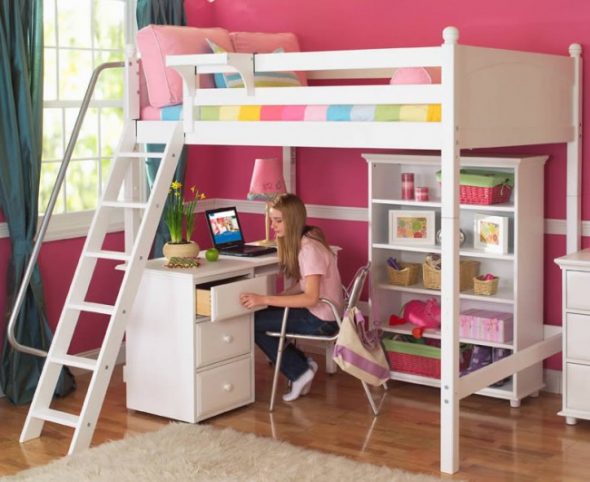 loft bed na may work area