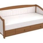 Bed sofa na may vykatny box sa mga maliliwanag na kulay