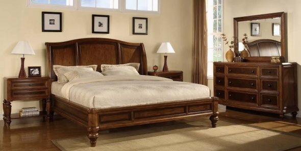 Bed for bedroom from solid wood photo