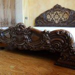 Bed from oak wood photo