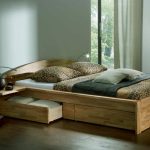 Solid wood bed with drawers