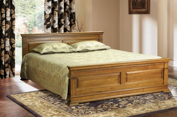 Łóżko z naturalnego drewna dębowego