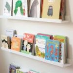Shelves for children's books over the sofa