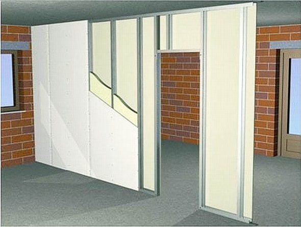 An example of a wall with a doorway before plastering