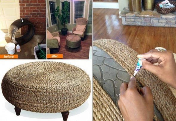 Ottoman from the tire is a good idea to give
