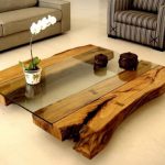 wooden table with glass