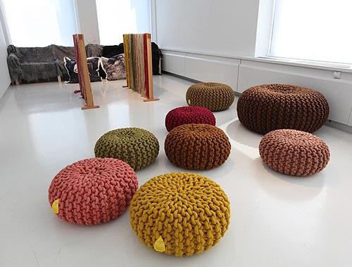 Knitted poufs for home and leisure