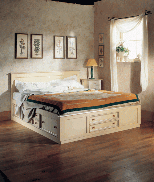 High wooden bed