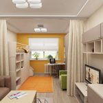 Územní prostor jednopokojového bytu pro rodinu s dítětem