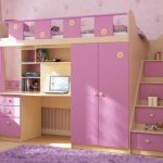 children's bed loft pink