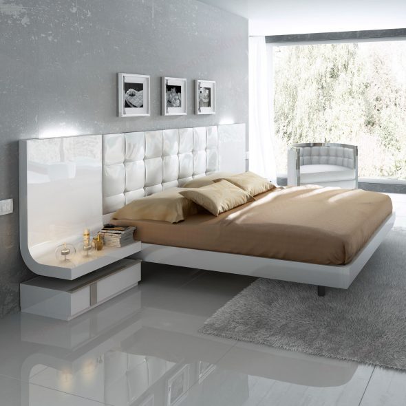 white bed with light