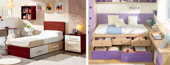bed with drawers - choice of design