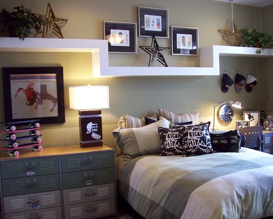 modern shelves in the bedroom