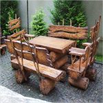 garden wooden furniture - table and benches