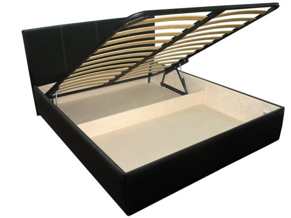 Black bed with a lifting mechanism