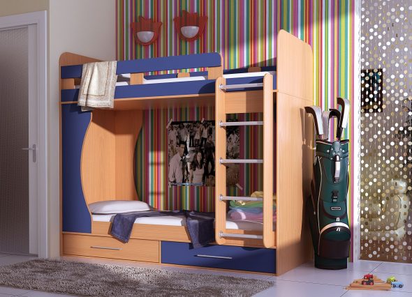 سرير بطابقين للأطفال في التصميم