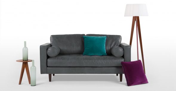 Sofa SCOTT double, grey leather