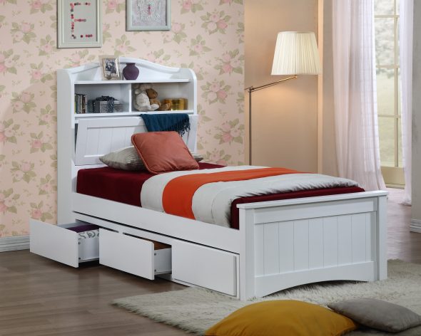 Beds with drawers in the back