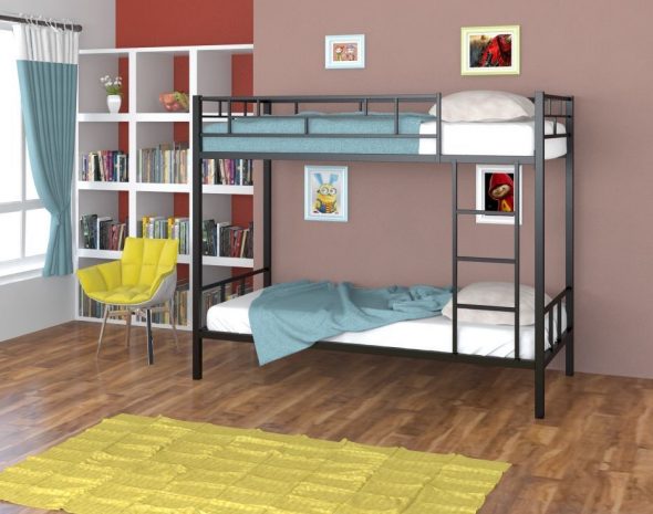 Metalowe łóżko piętrowe