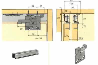 Suspended system of compartment doors Hettich (Germany)