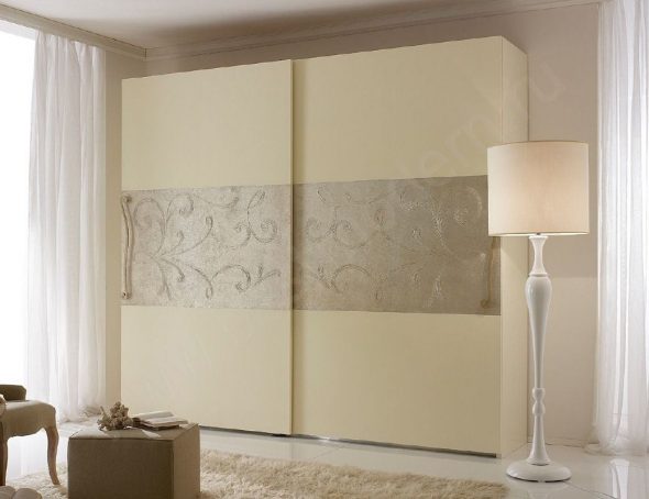 Beige wardrobe with hanging system