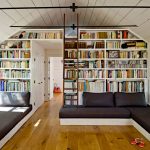 Large bookcase in the room for reception and rest