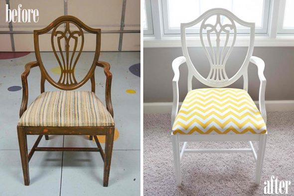 drewniane krzesło przed i po przeróbce
