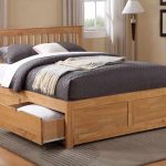Wooden oak bed with drawers