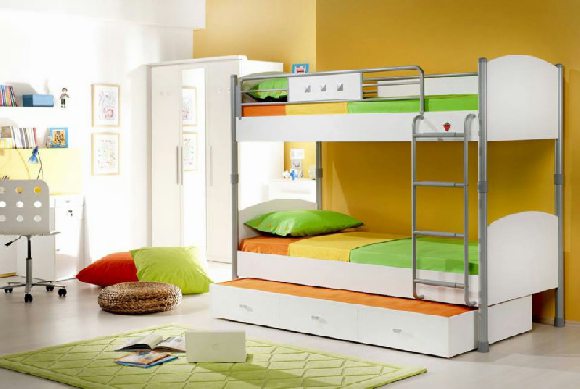 children's white bunk bed