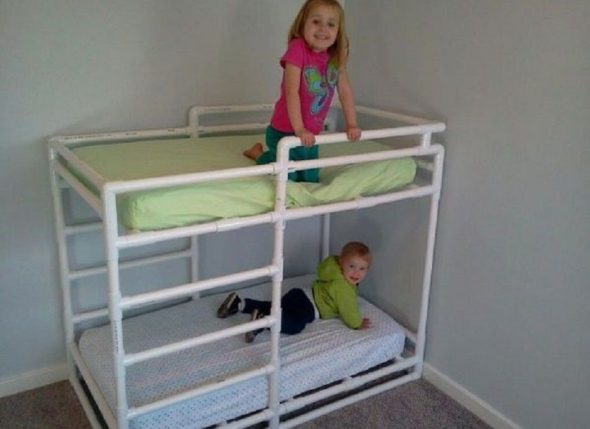 Children's bed from PVC pipes
