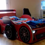 Children's bed-car with light and volumetric wheels