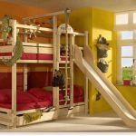 Children's wall and loft bed for the convenience of games and sleep