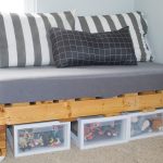 Sofa from pallets for the nursery with storage space