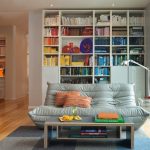 Özel ev için kitaplık ile oturma odası