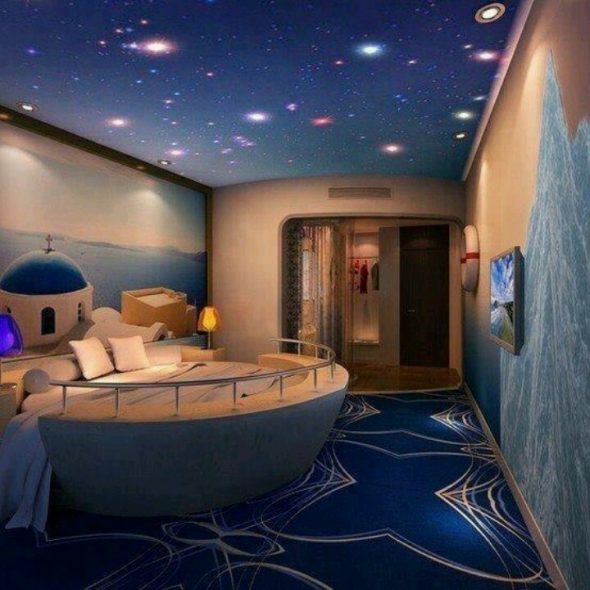 Dream room na may starry kalangitan