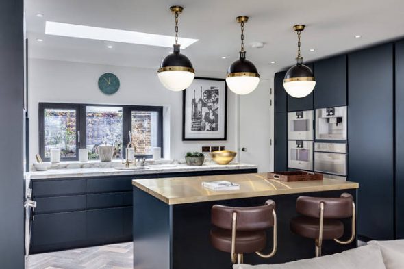 Beautiful modern kitchen in dark colors