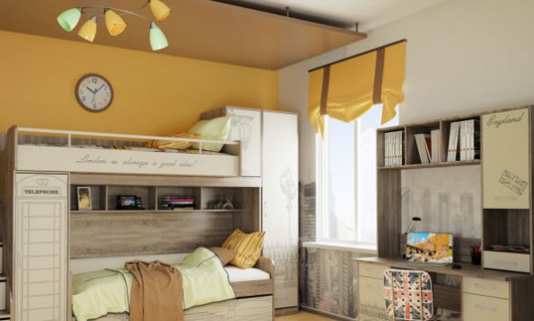 Loft bed with extra bed at the bottom
