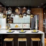 Loft-style kitchen with unusual lamps