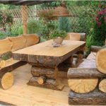 Furniture for a gazebo of logs