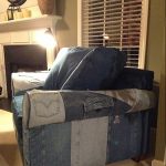 Easy chair upholstered in old jeans
