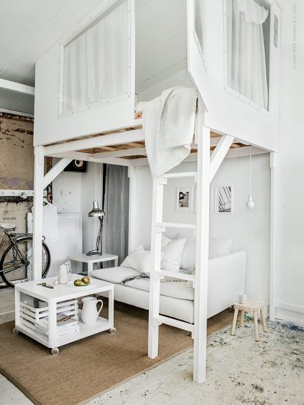Neobvyklé dospělé loft postel pro stylovou ložnici