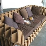 unusual sofa made of waste cardboard
