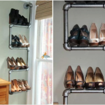 Shoe shelf from pipes