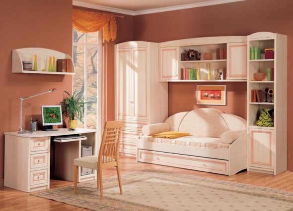 Orange warm and cozy room for a girl
